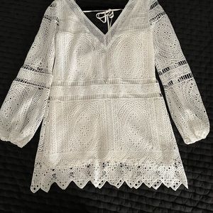 Blue Blush White Crochet Dress